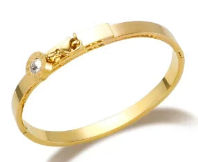 Beads Punk Gold Plated Thick Textured Open Bracelet Bangle for Women Men Trendy Stainless Steel Metal Bracelets