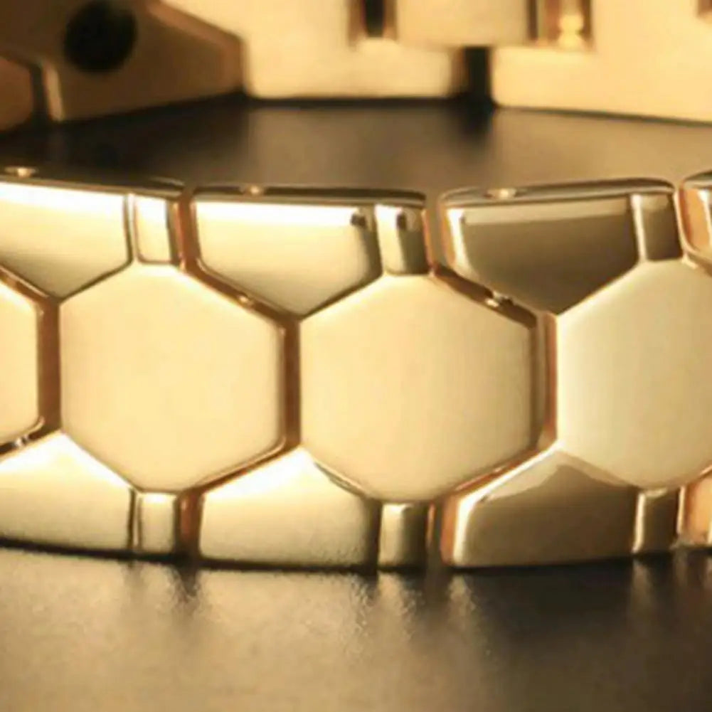 Men Bracelet Magnetic Alloy Therapy Bracelet Hexagon Luster Sleek Link Bangles Detachable Therapy Bracelet Daily Jewelry Gift