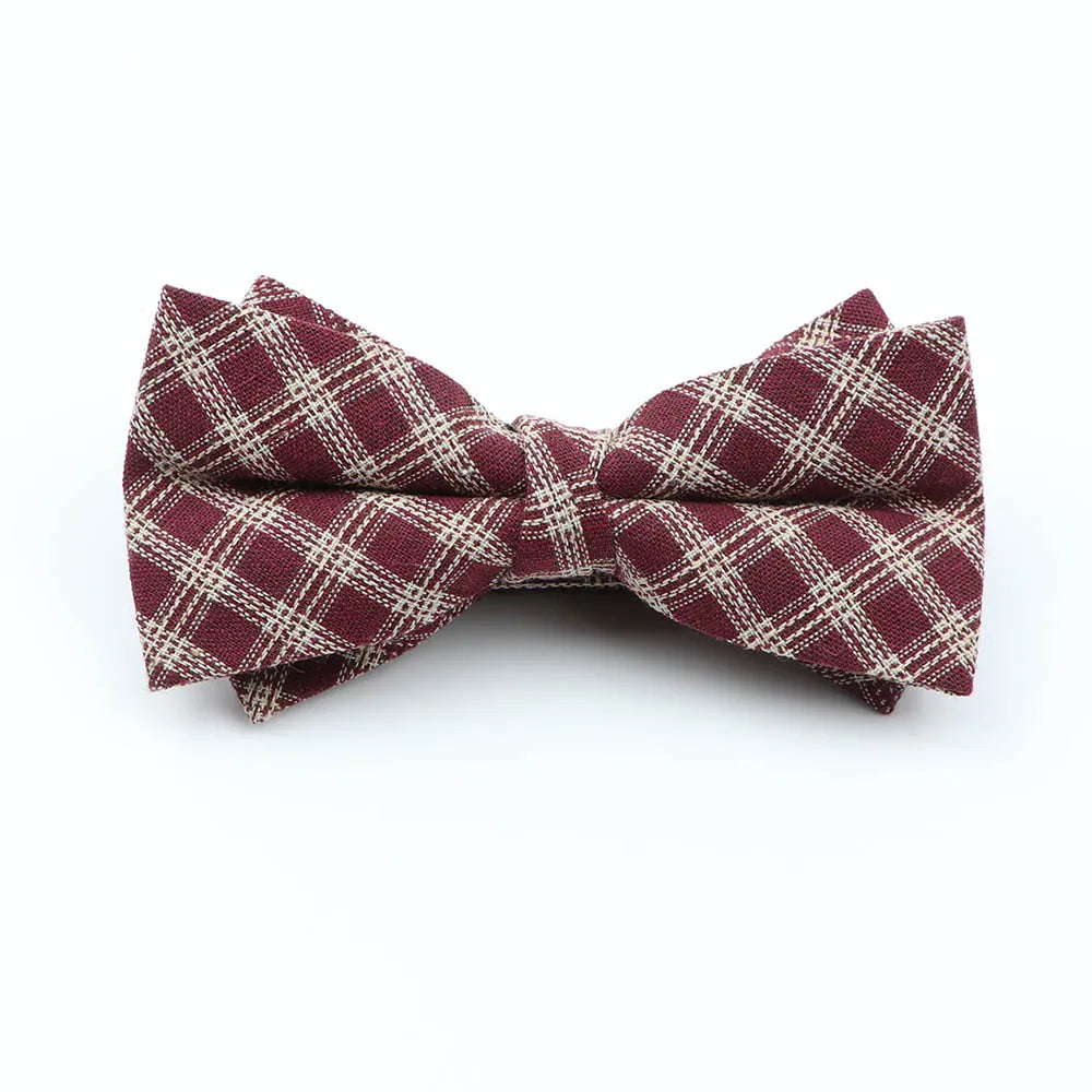 Cotton Double Layer Bowtie For Men Casual Bow Tie Adult Bow Ties Cravats Male Plaid Bow knot For Party Wedding Striped Butterfly
