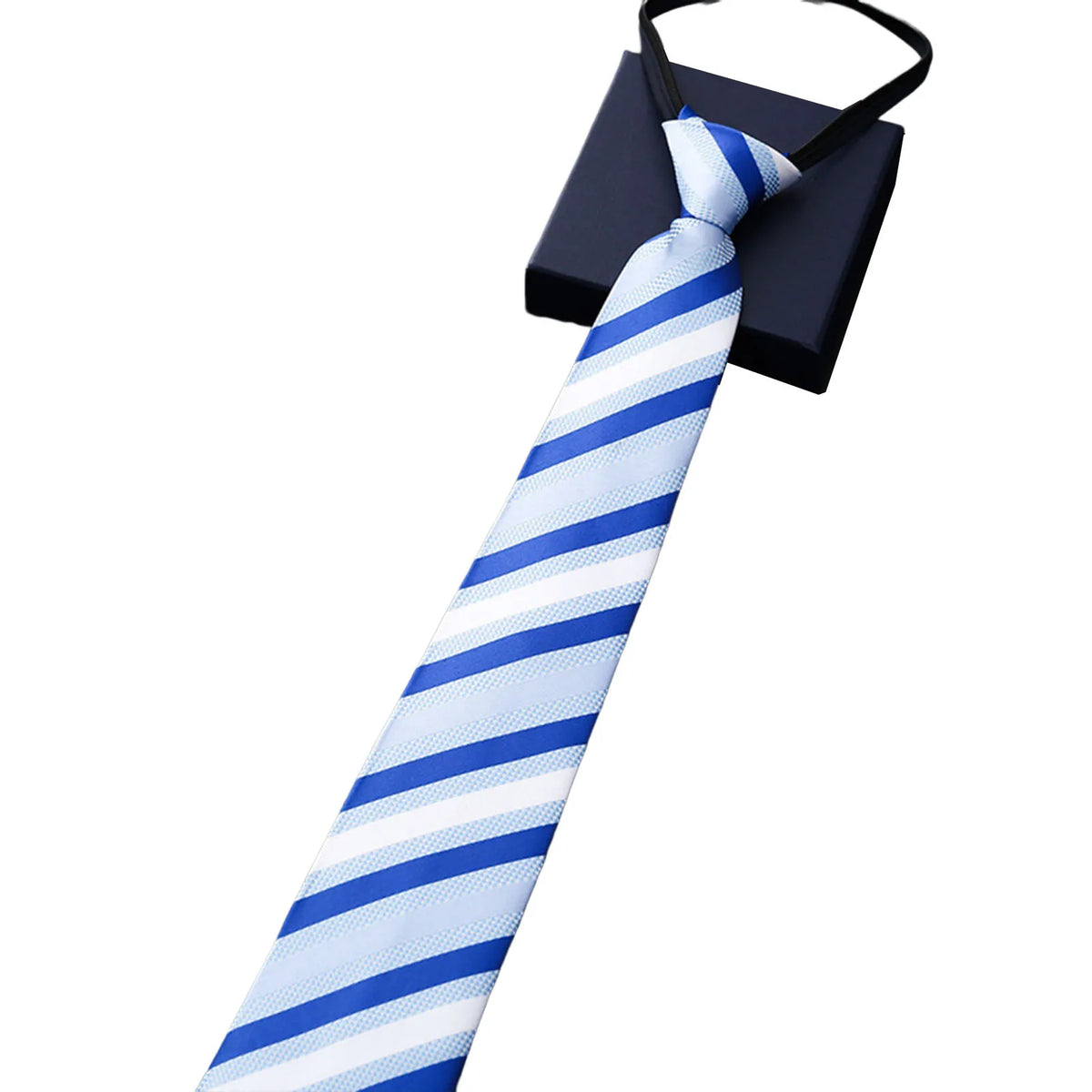 Adjustable Zipper Necktie n Formal Casual Skin-friendly 8cm Necktie for Friend Family Dad Husband Gift