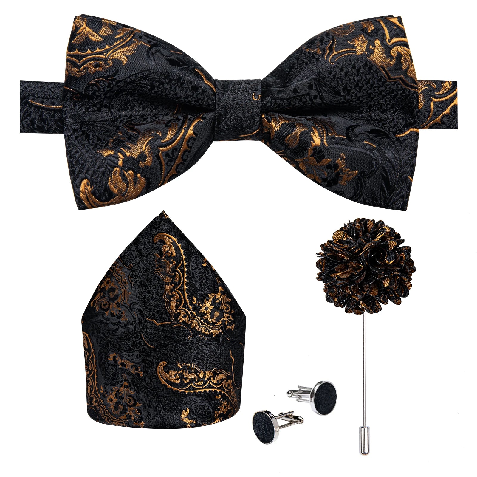 Wedding Bow Tie for Men Classic Red Pre-tied Bowtie Cufflinks Corsage Set for Party Butterfly Knot Gift Man Accessories