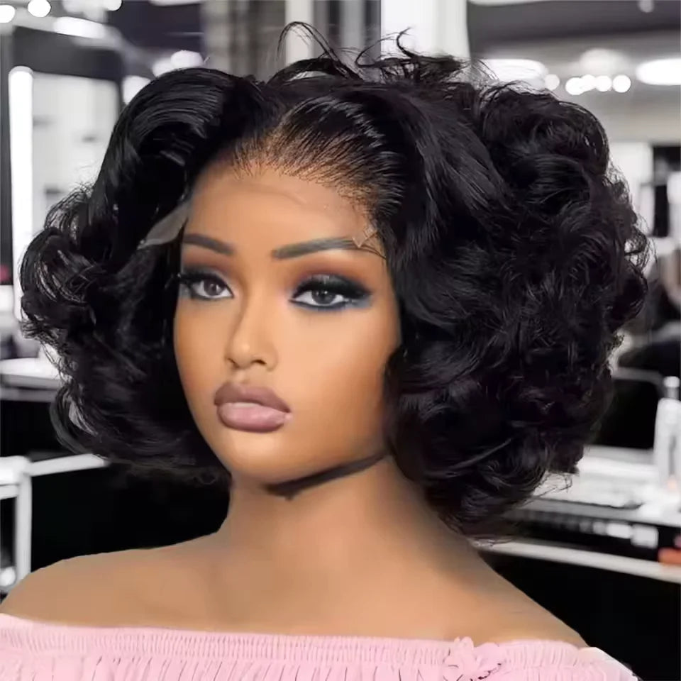 Egg Curly Bob Human Hair Wig Super High Density Wig HD Transparent 4x4 Lace Closure Wig Brazilian Wigs For Black Women Wigs BPHW