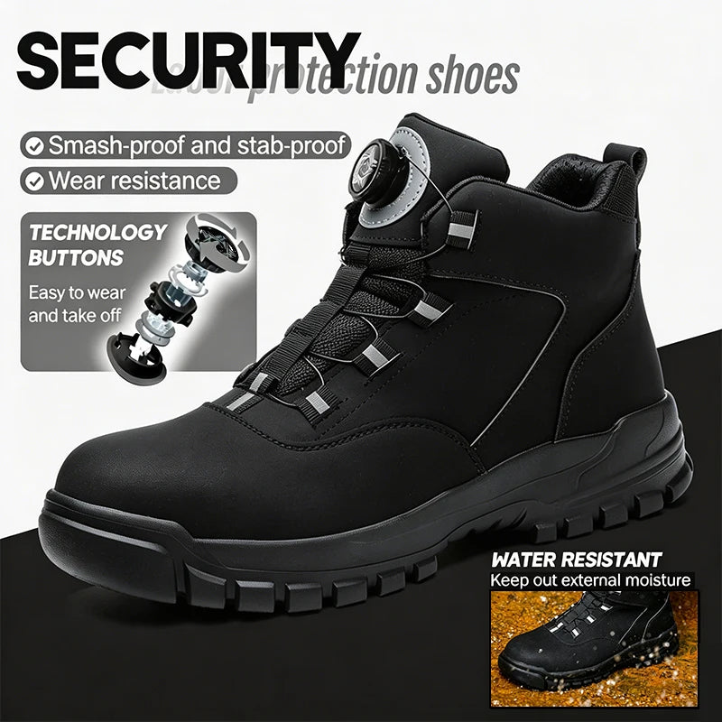 Puncture-Proof Indestructible Construction Shoes Rotating Button Safety Shoes Work Boots For Men Shoes Steel Toe Work Sneakers