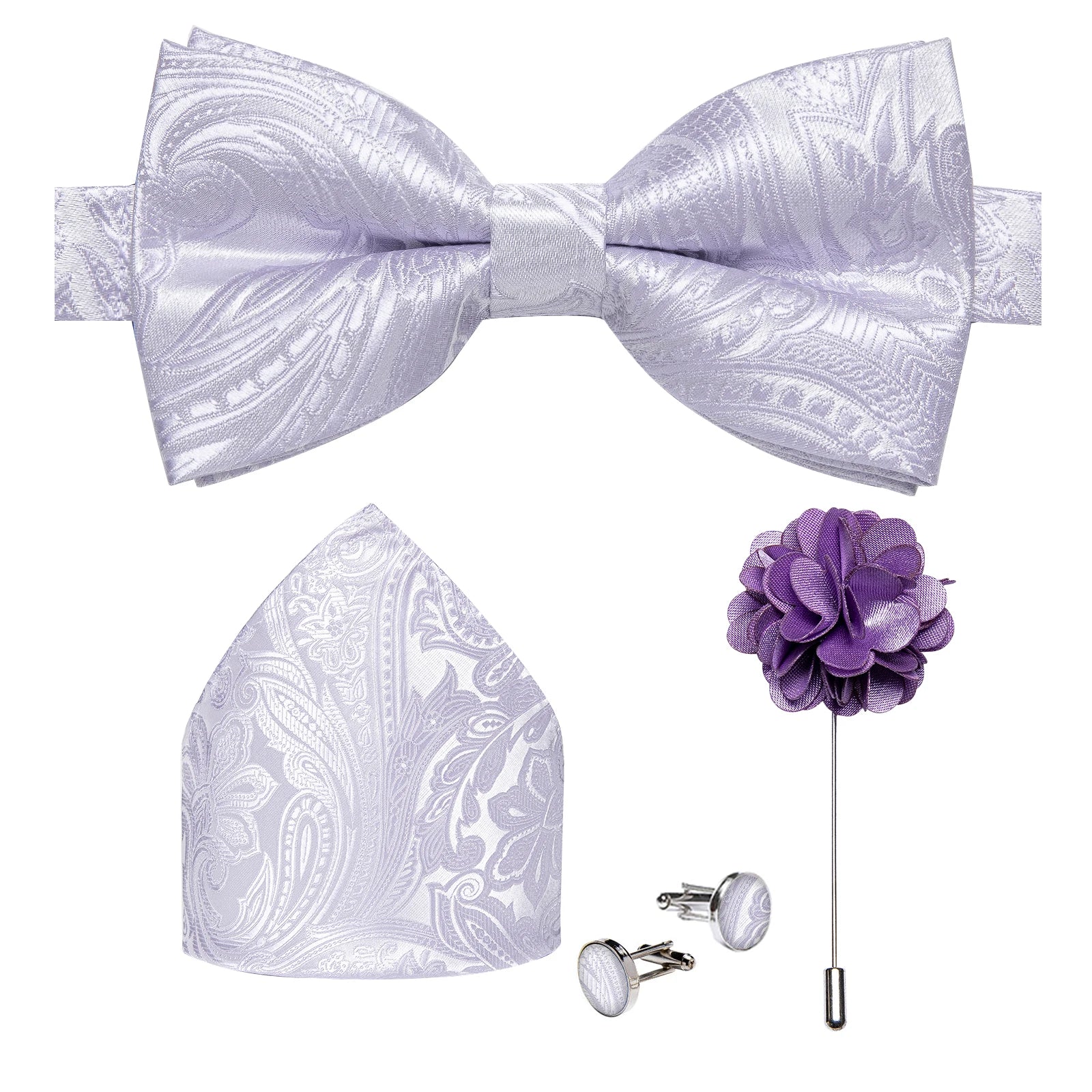 Wedding Bow Tie for Men Classic Red Pre-tied Bowtie Cufflinks Corsage Set for Party Butterfly Knot Gift Man Accessories