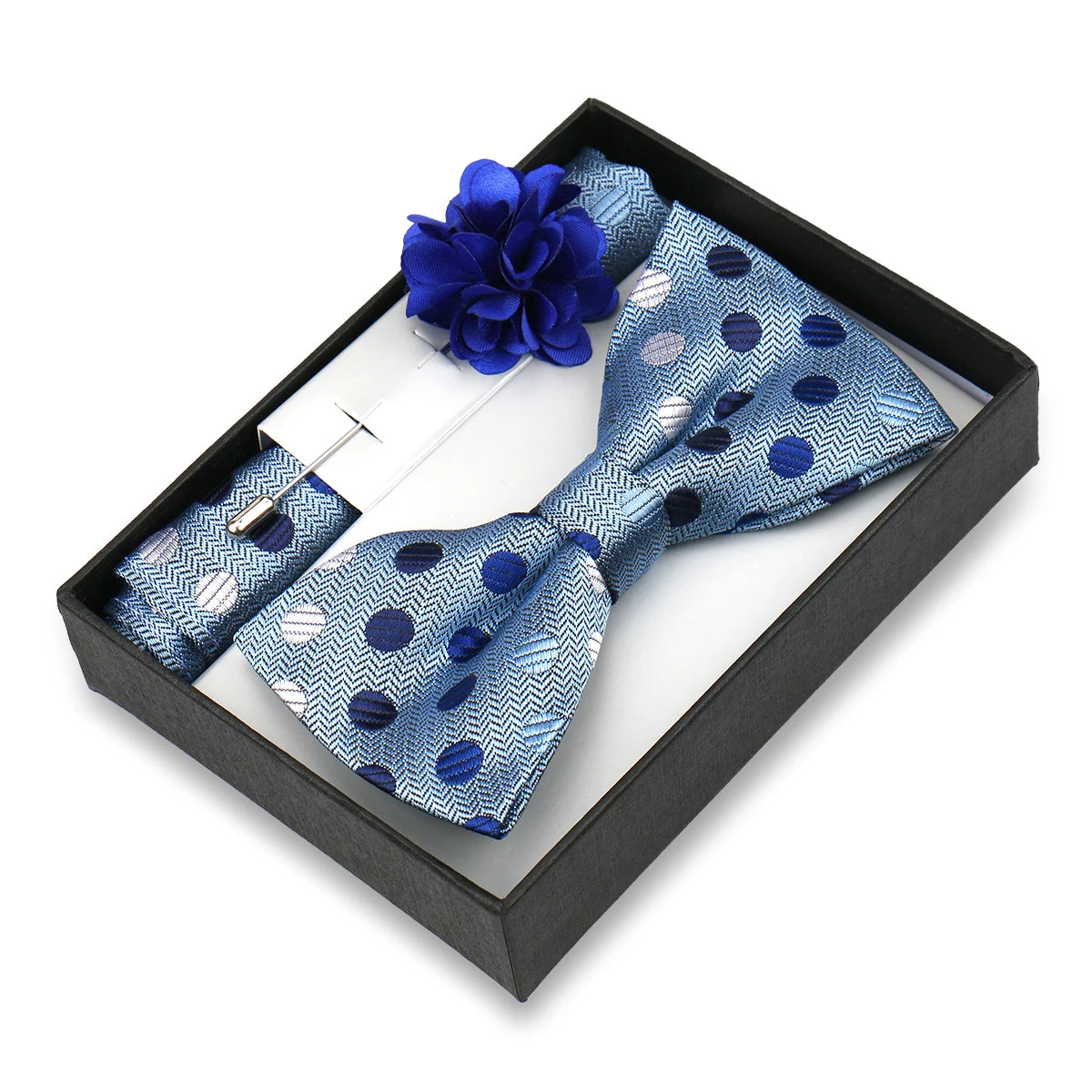 Classic High Quality Bow Tie Set Box Gift For Men Fashion Elegant Bowtie Handchief And Brooch Set Wedding Business Accessories