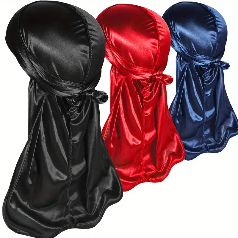 3pcs/Set Durag Silky Durags Pack for Men 360 Waves Men'S Bandana Satin Durag