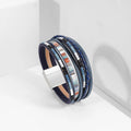 Bohemian Bracelet Hand-Woven Leather Bracelet Alloy Magnetic Clasp for Women Fashion Bracelet Women's Aesthetic Jewelry
