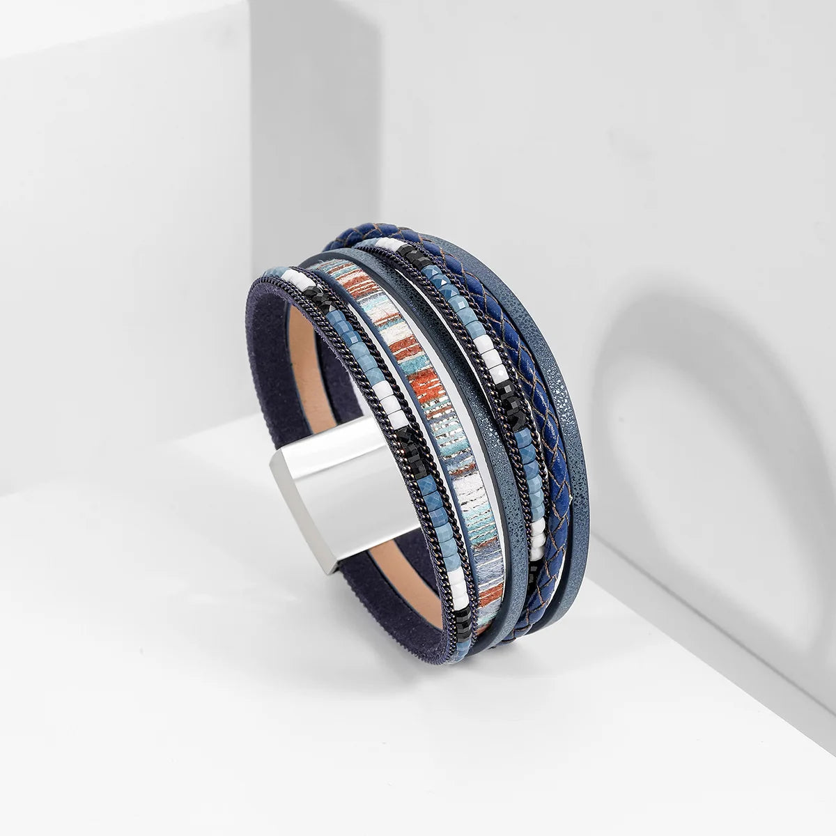 Bohemian Bracelet Hand-Woven Leather Bracelet Alloy Magnetic Clasp for Women Fashion Bracelet Women's Aesthetic Jewelry