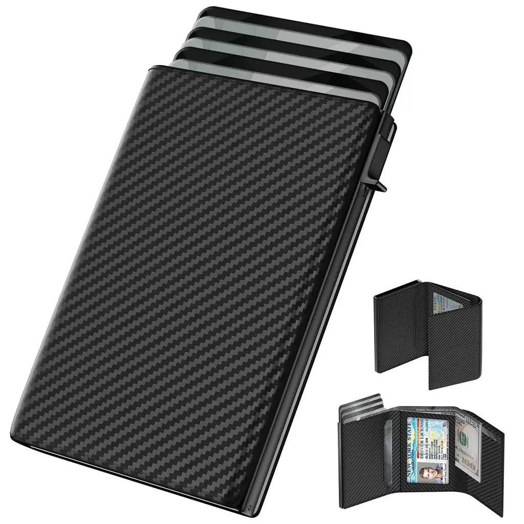 Wallet Card Holde  Pop Up PU Case,  Smart, RFID Blocking, Minimalist, Front Pocket 9-14 Card Capacity | ID Window | Cash Slot