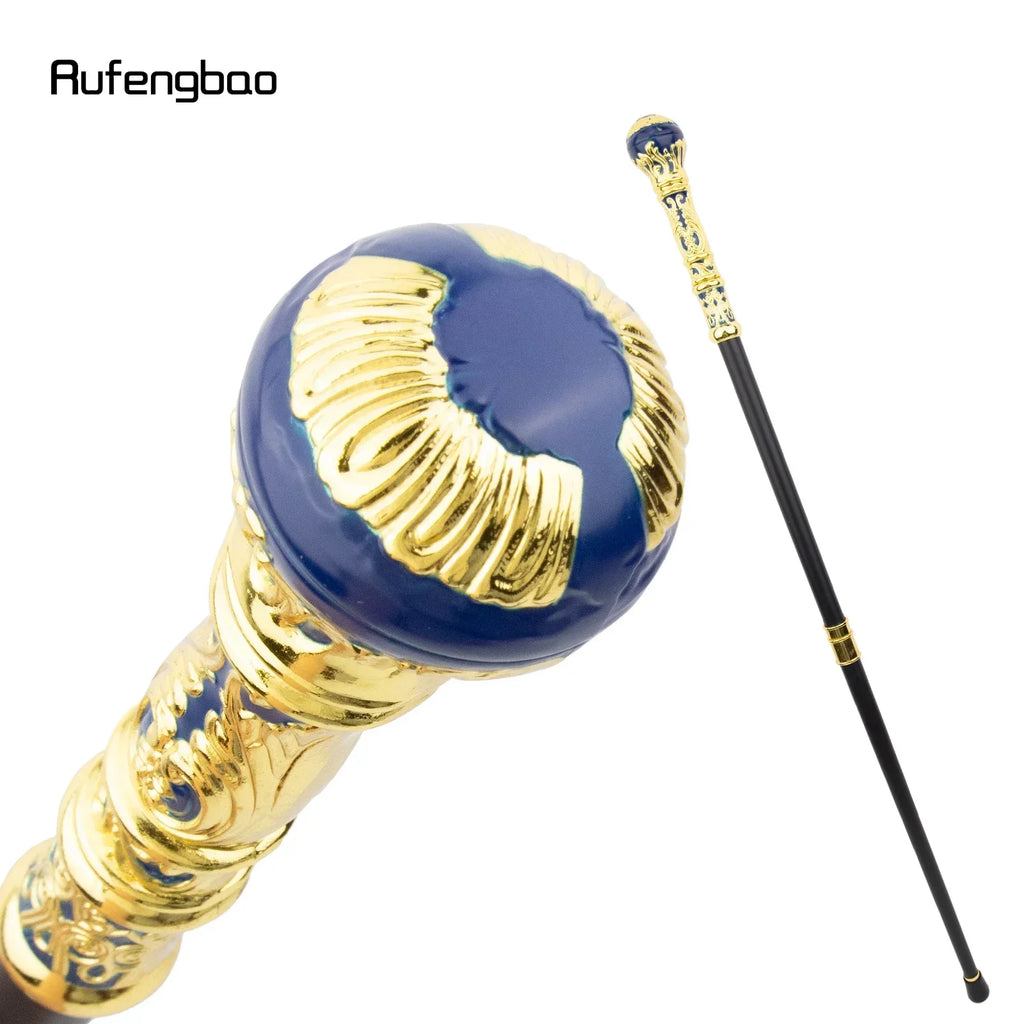 Golden Blue Luxury Round Handle Fashion Stick for Party Decorative Walking Cane Elegant Crosier Knob Walking Stick 93cm