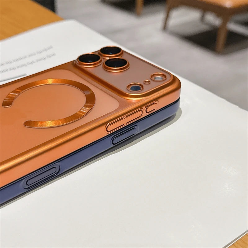 Luxury Matte Transparent Phone Case for Magsafe IPhone 17 Air 16 15 Pro Max Plus 17Air 17Pro Magnetic Bumper Back Cases Cover