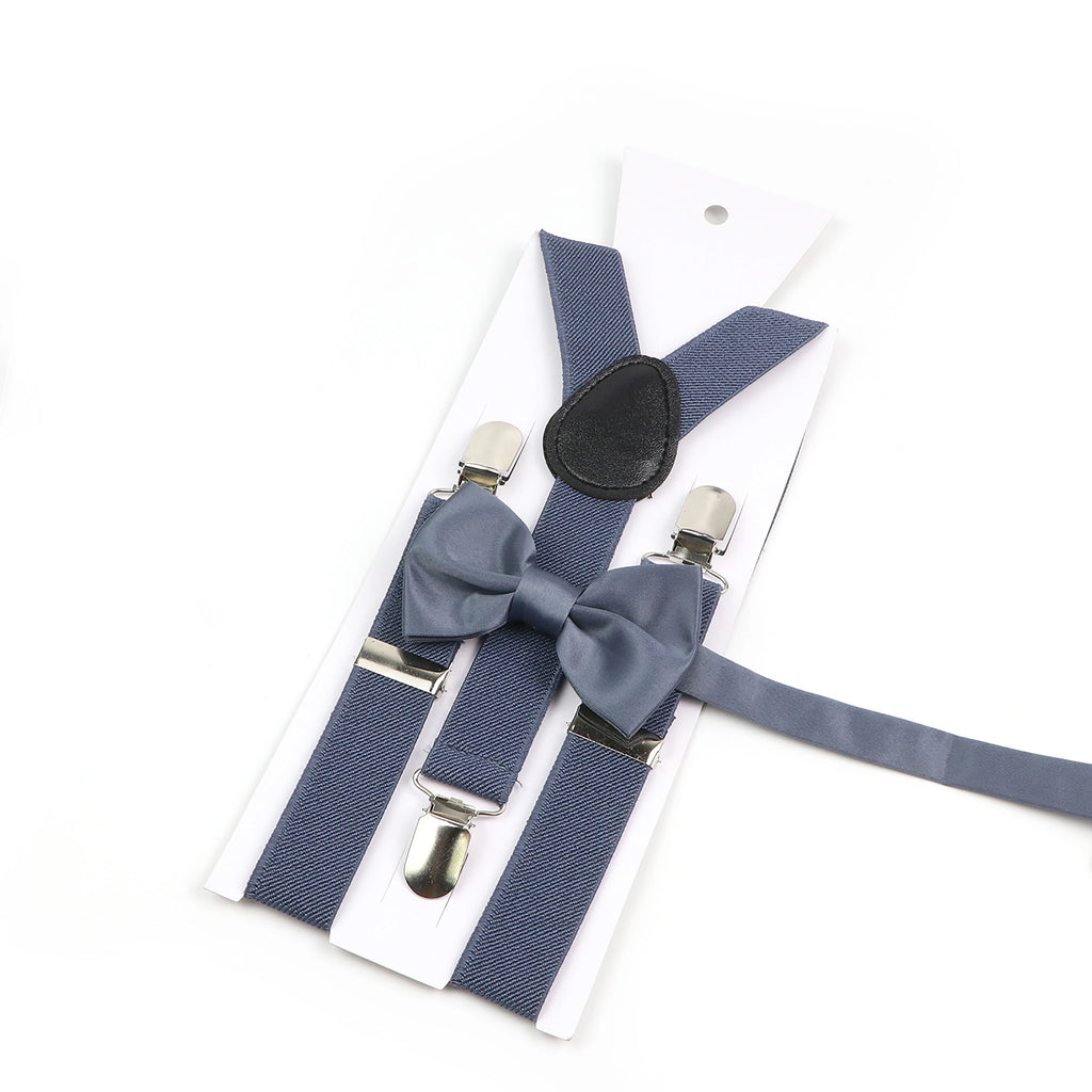 Hot Sale Suspender Bowtie Set For Men Boys Skyle Blue Royal Blue Navy Blue Elastic Adjustable Y-Back Braces Straps Accessory