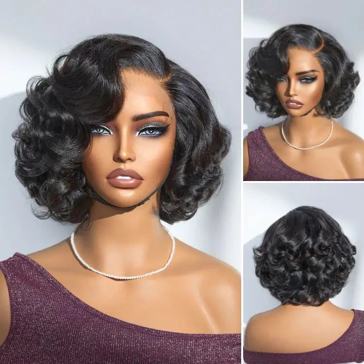 Egg Curly Bob Human Hair Wig Super High Density Wig HD Transparent 4x4 Lace Closure Wig Brazilian Wigs For Black Women Wigs BPHW