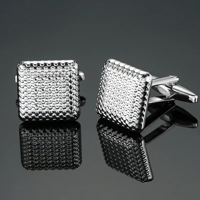Cufflinks For Men Luxury Silvery Cuffs Retro Metal Cuff Links Mens French Square Button Shirts Business Jewelry Gift For Wedding