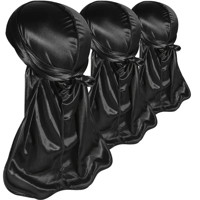 3pcs/Set Durag Silky Durags Pack for Men 360 Waves Men'S Bandana Satin Durag