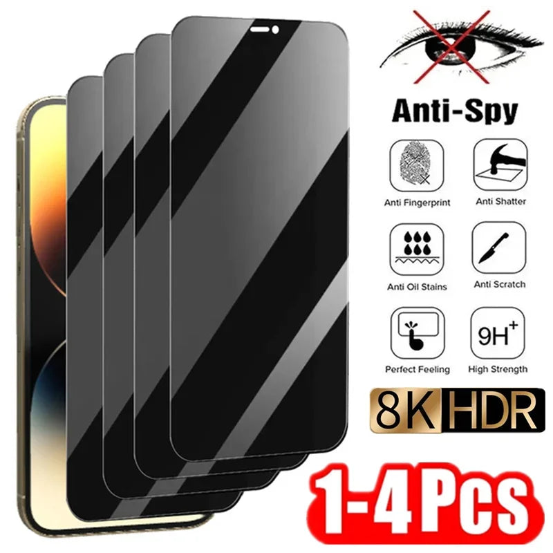 1-4Pcs Privacy Screen Protector for iPhone 14 13 11 12 Pro Max Mini 8 Plus Anti-spy Protective Glass for iPhone 15 16 17 XS MAX