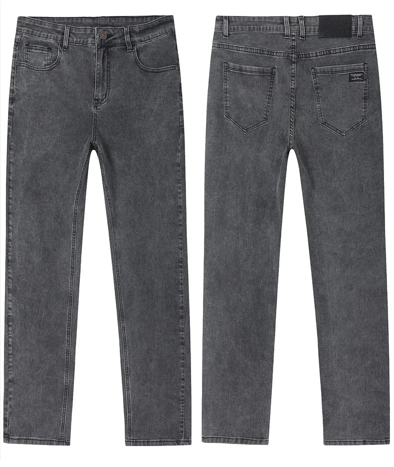 Men's New Stretch Straight Jeans Business Versatile Trendy Youth Casual Regular Long Pants for Spring Autumn Male Denim Trousers