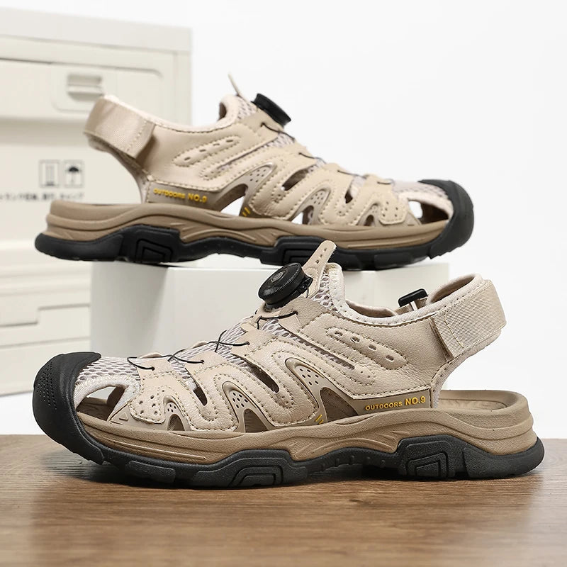Summer Men Sandals Genuine Leather Men Casual Shoes Outdoor Men Leather Sandals for Men Beach Shoes Roman Men Shoes