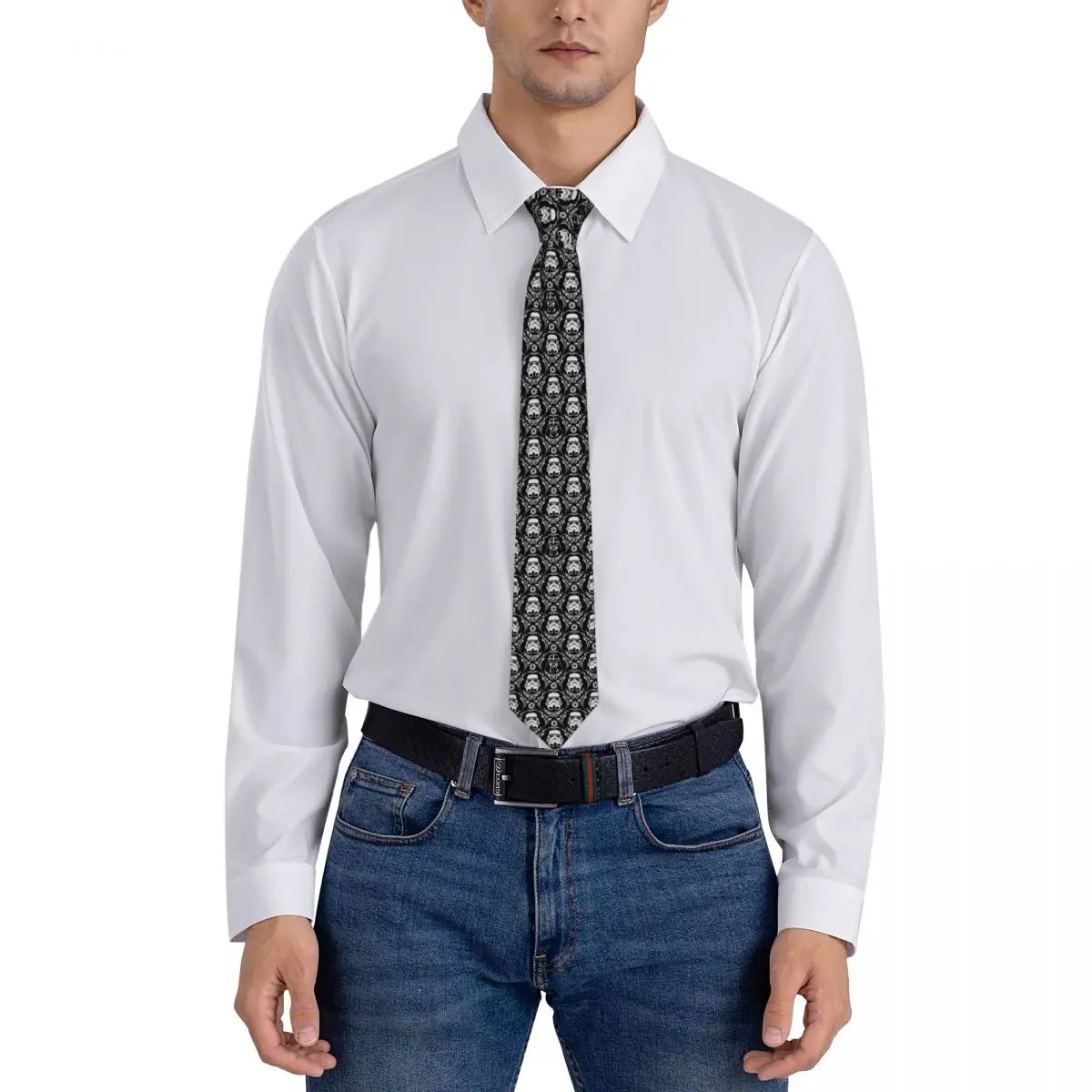 Custom M-Mandalorianed Necktie Men Printed Necktie Space Television Four Seasons Fashion Tie Necktie For Father's Day