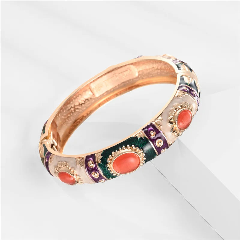 Enamel Bracelet For Women Bangle On Hand Hawaiian India Cloisonne African Jewelry Women's Hand Bracelets Bohemian Designer Gifts