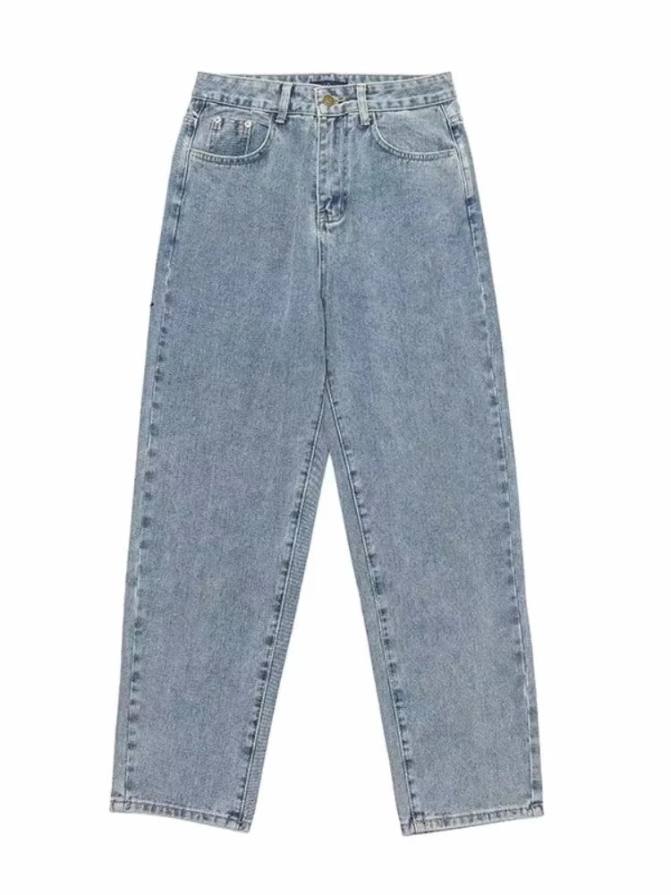 Casual Oversize Baggy Jeans Mens Spring Autumn Straight Loose Light Blue Denim Trousers Streetwear Fashion Wide Leg Pants Y2k