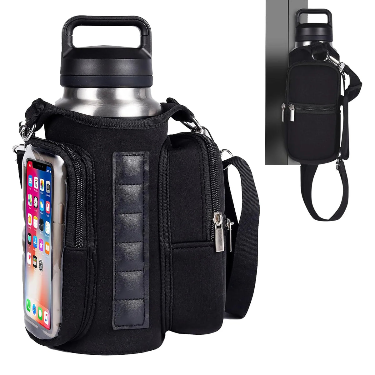 Magnetic Water Bottle Holder Gym Bag With Phone Pocket Hands Free Workout Carrier Adjustable Strap Fitness Accessories Workout