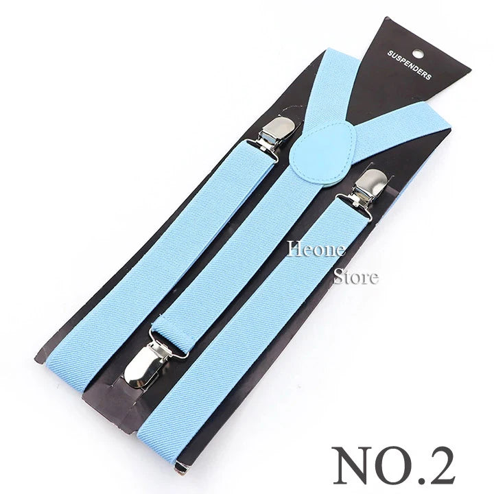 Hot Sale Suspender Bowtie Set For Men Boys Skyle Blue Royal Blue Navy Blue Elastic Adjustable Y-Back Braces Straps Accessory