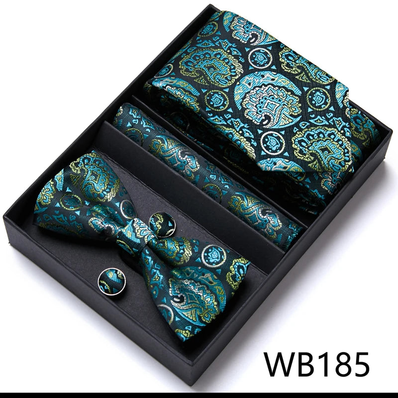 Tie For Men Formal Dress Tuxedo NeckTie Handkerchief Bow Tie Set PlaisyParty Groom Wedding Butterfly Bowtie In Box