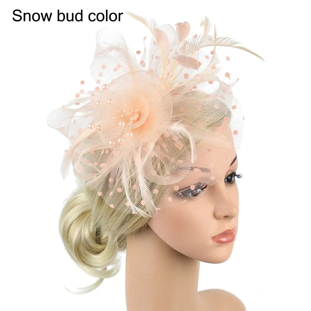 Hair Accessories Mesh Flower Hair Fascinators Wedding Feathers Hair Clip Fascinator Hat Tea Party Headband Alice Headband Clip