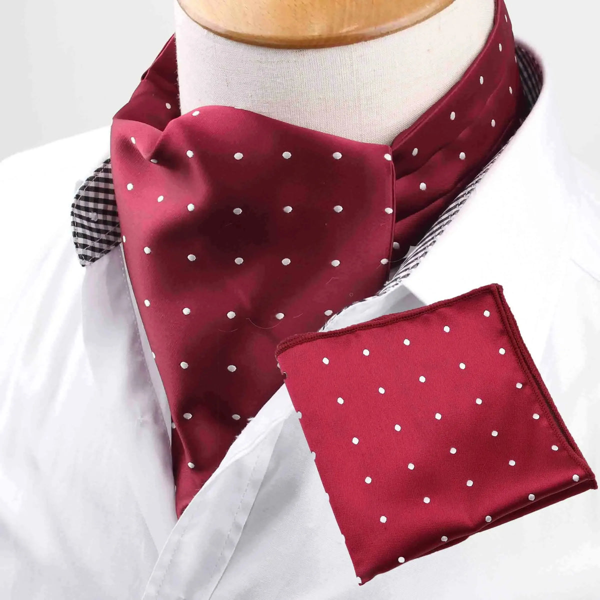 Polyester Cravat Pocket Square Set Formal Necktie Handkerchief Ascot Self Tie Polka Dot Paisley Design Gentleman Necktie Gifts