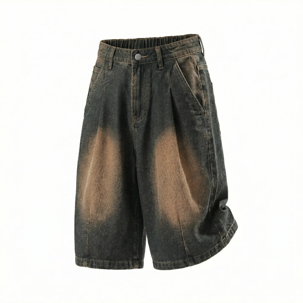 Straight Seven-point Jeans Men's 2026 Summer Washed Old Retro Texture Loose Casual