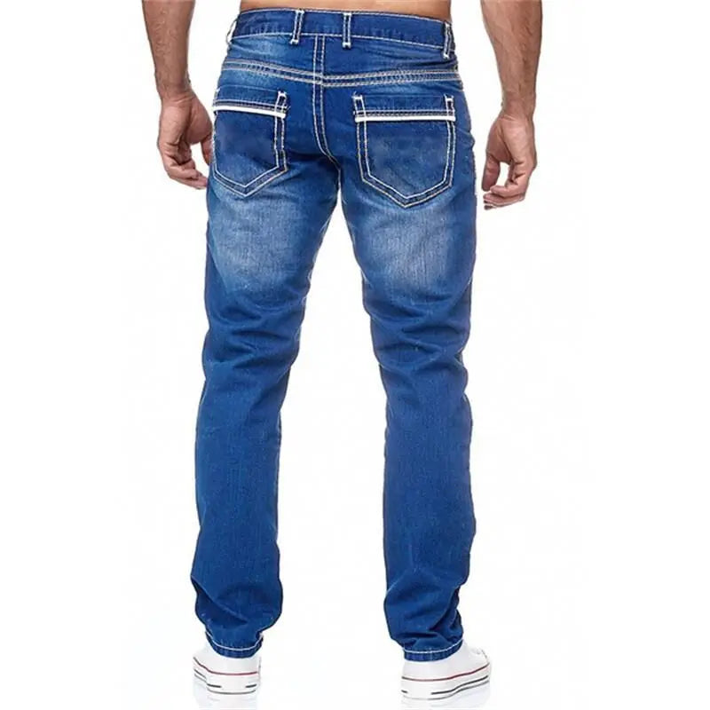 Straight Jeans Men Washed No Hole Jean Spring Summer Boyfriend Jeans Streetwear Loose Cacual Designer Long Denim Pants Trousers