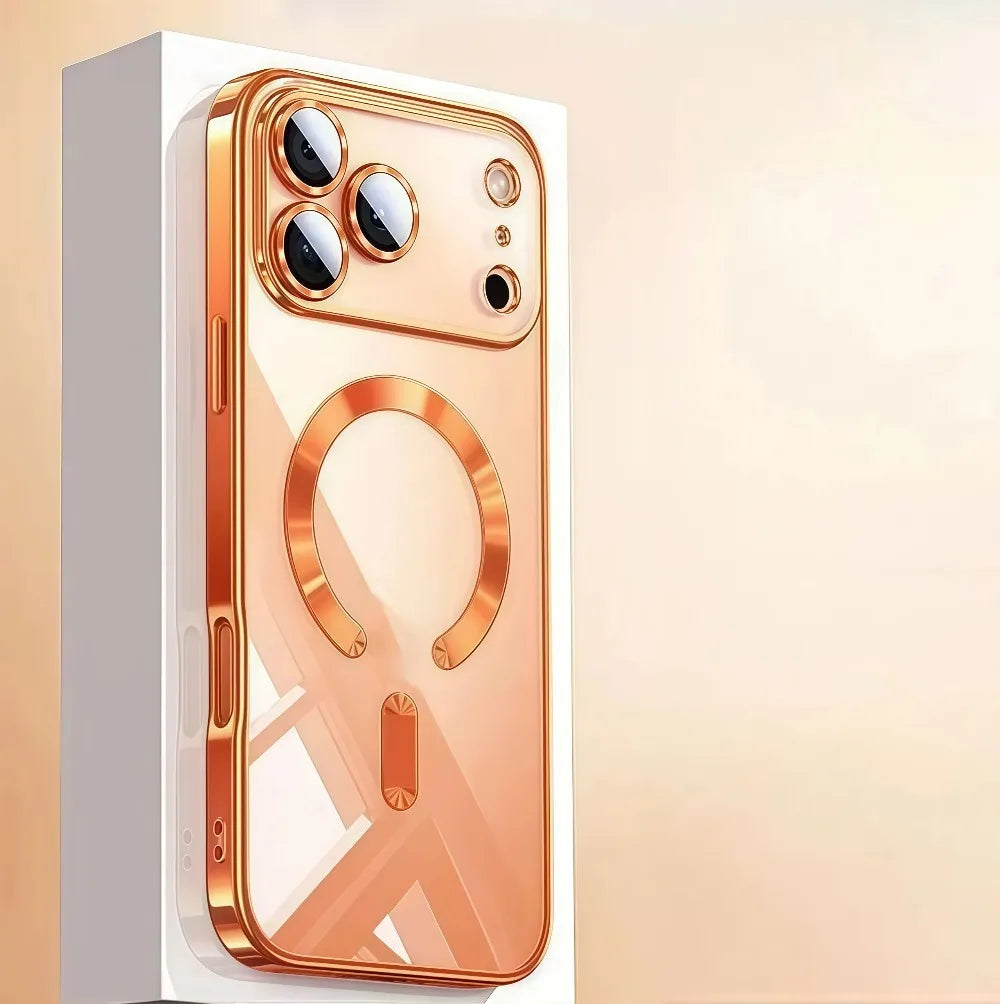 Luxury For Magsafe Magnetic Plating Phone Case For iPhone 17 Air Pro Max 17Pro Bumper Case For iPhone17 Pro Max Clear Back Cover