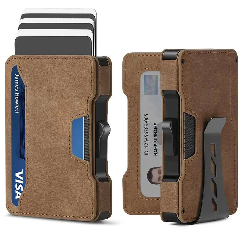 Wallet for Men,Minimalist Slim Mens Wallet with Money Clip,RFID Blocking Smart Pop Up Card Wallet,Metal Credit Card Holder