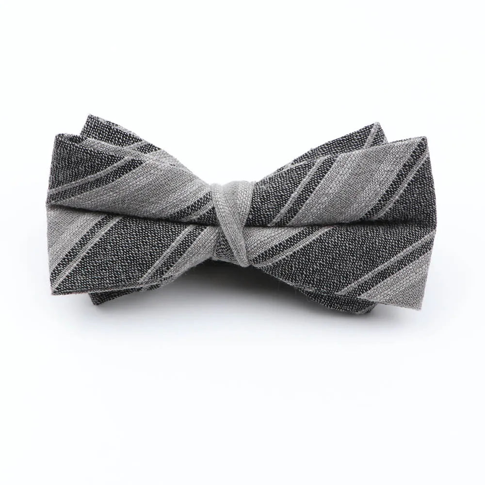 Cotton Double Layer Bowtie For Men Casual Bow Tie Adult Bow Ties Cravats Male Plaid Bow knot For Party Wedding Striped Butterfly