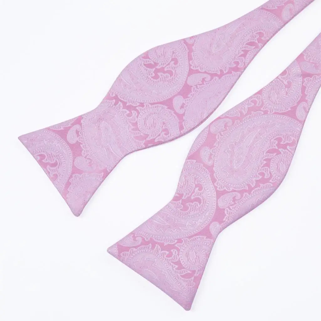 Hi-Tie Adjustable Butterfly Self Bow Tie for mens 100% Silk Floral Paisley Male Classic Wedding Party Golden Red Bow Tie Set