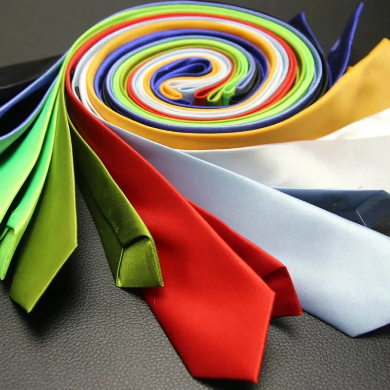 Solid Color Fashion Necktie 5CM Skinny Slim Narrow Ties for Man Black Red Blue Patterns Necktie For  Woman JK Necktie