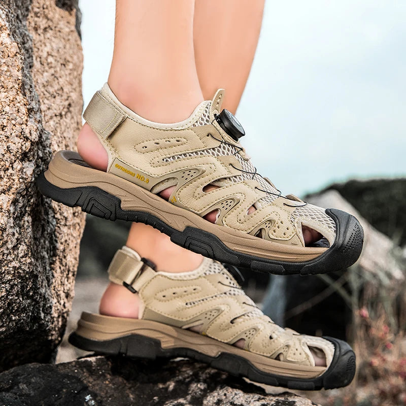 Summer Men Sandals Genuine Leather Men Casual Shoes Outdoor Men Leather Sandals for Men Beach Shoes Roman Men Shoes
