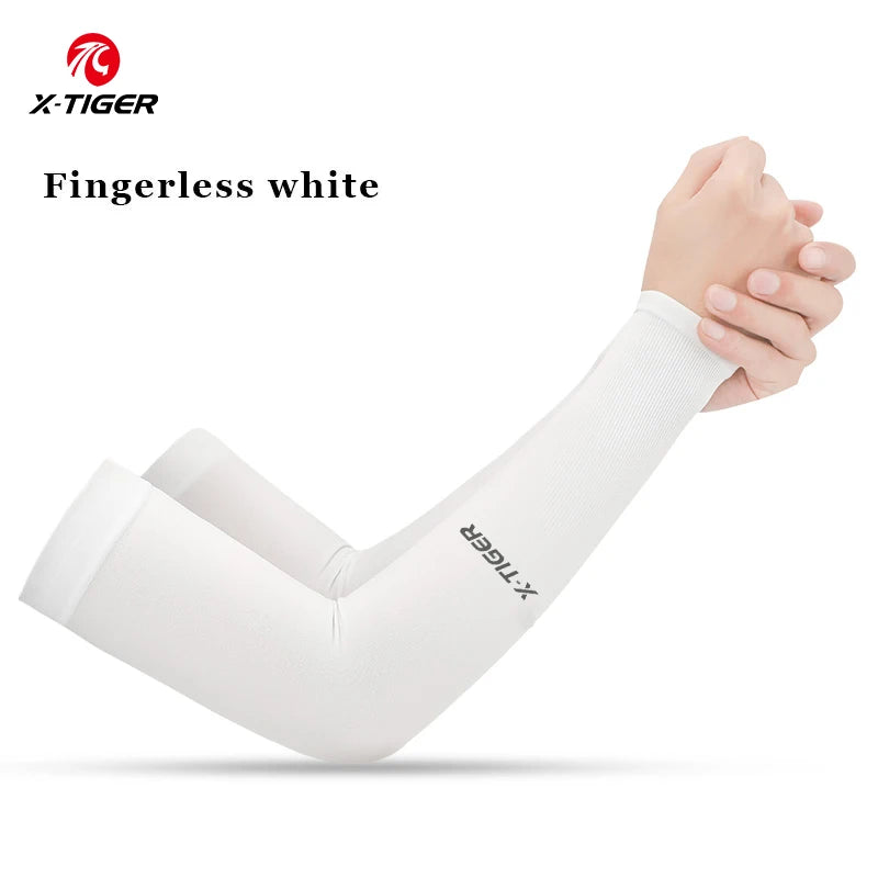 X-TIGER Ice Silk Sports Arm Sleeves Cycling Sun UV Protection Outdoor Travel Running Gym Fitness Cool Summer Arm Sleeves