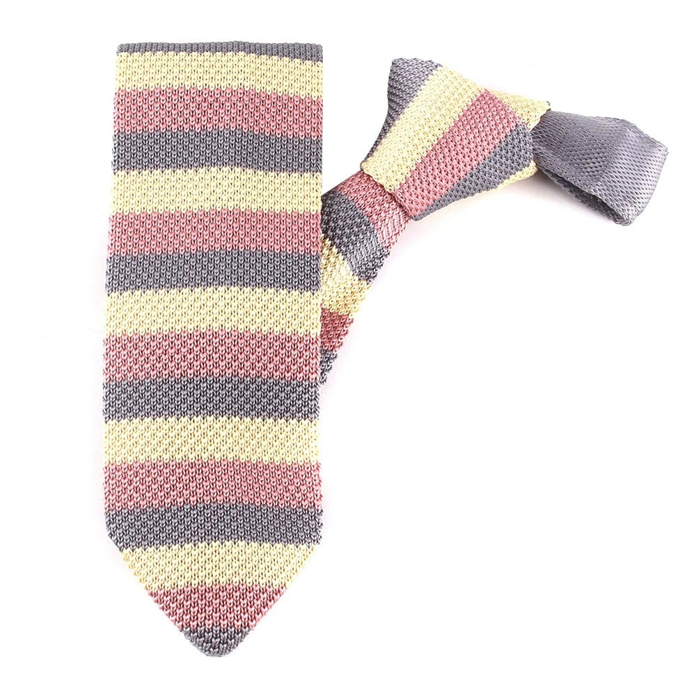 New Knit Ties Casual Skinny Necktie Boys Girls Knitted Striped Neck Tie Wedding Necktie Men