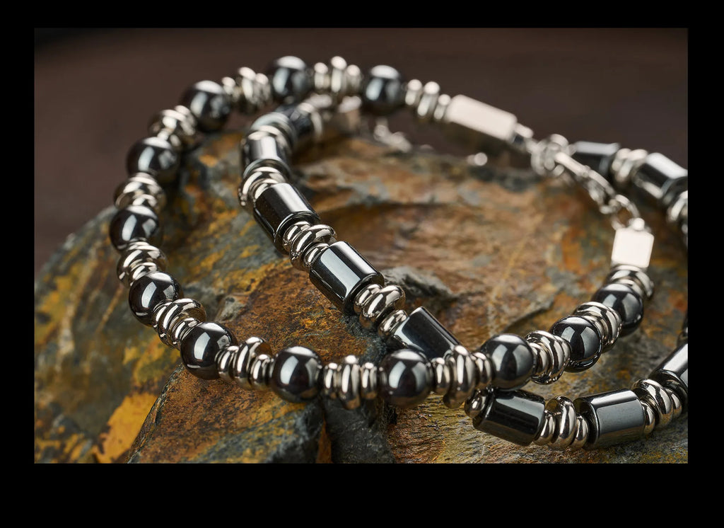 Men's Hematite Bracelet: Retro Chic, Minimalist Design, Cuban Chain Link, Niche Luxury Accessory.