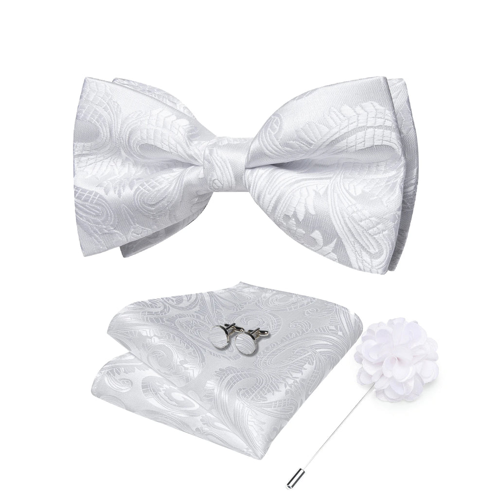Wedding Bow Tie for Men Classic Red Pre-tied Bowtie Cufflinks Corsage Set for Party Butterfly Knot Gift Man Accessories