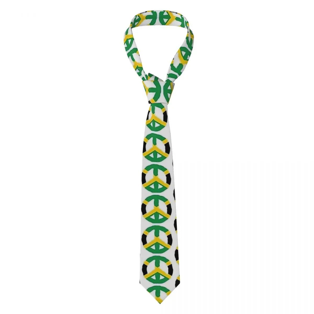 Jamaican Flag Tie green yellow red stripes Pattern Neck Ties Vintage Cool Collar Tie Adult Wedding Party Necktie Accessories