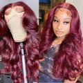 Curly Wine Red Long Hair Fashion Woman Wig Festival Party Ball Daily Wear High-temperature Silk Simulated Hair Full Wig