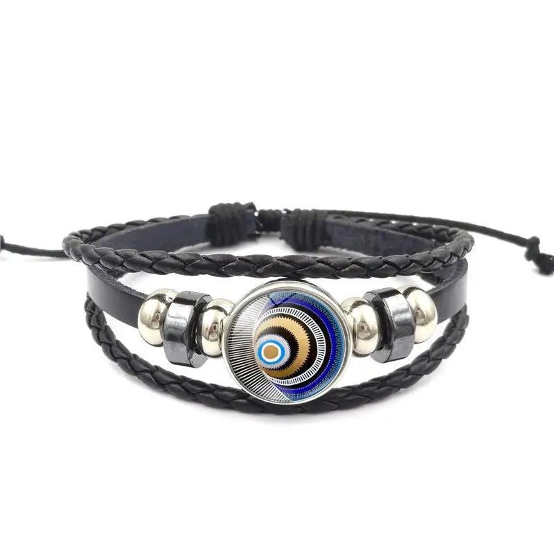 Leather Bracelet Handmade Woven Multilayer Boho Vintage Unisex Adjustable Fashion Jewelry Gift for Him Her