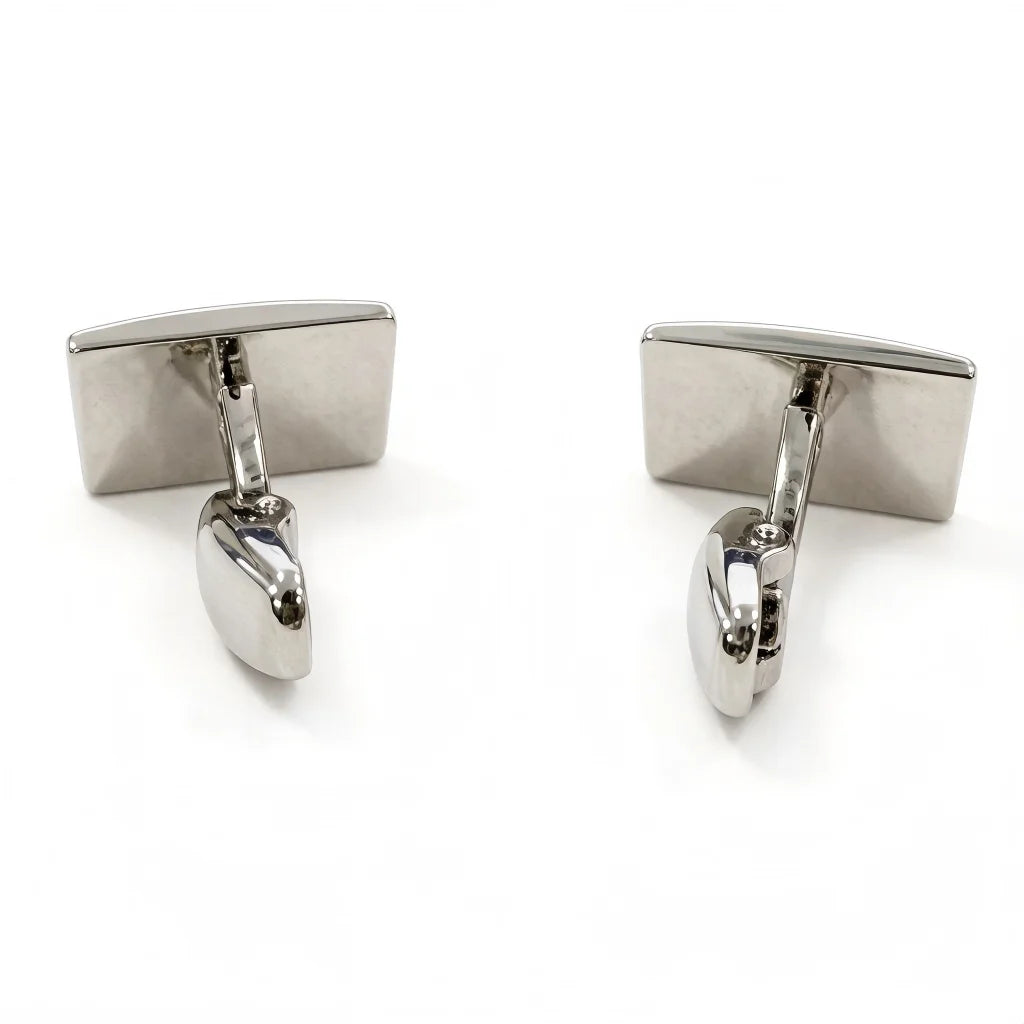 Cufflinks and Tie Clip Set for Men – Gold/Silver Rectangular Cuff Links with 2.36" Tie Bar, Ideal for Wedding, Father's Day