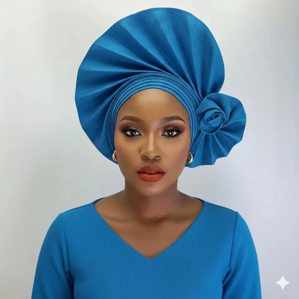 2026 New African Headtie Turban Nigeria Auto Gele Head Wraps Auto Gele Women's Turban Cap Wedding Geles Muslim Head Wraps Bonnet