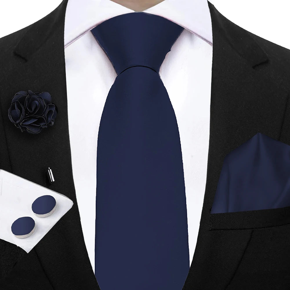Women & Men Ties Solid NeckTie Pocket Square Brooch Set Men's Wedding Pink Blue Purple Tie Suit Accessories Fit Group Holiday Party