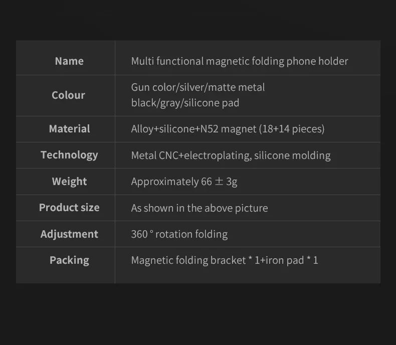 Foldable Double Sided Magnetic Phone Holder for Magsafe Gym Treadmill Universal Folding Car Holder Magnetic Smartphone Stand