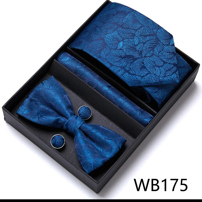 Tie For Men Formal Dress Tuxedo NeckTie Handkerchief Bow Tie Set PlaisyParty Groom Wedding Butterfly Bowtie In Box